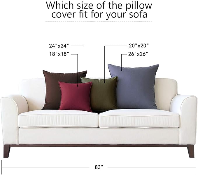 Jeanerlor Set of 2 Decorative 26"x26" Cotton Linen Chair Throw Pillow Case Green for Sofa Durable Classy, Comfortable Cushion Cover for Coffee Shop/Bar (65 x 65cm) Olive Green
