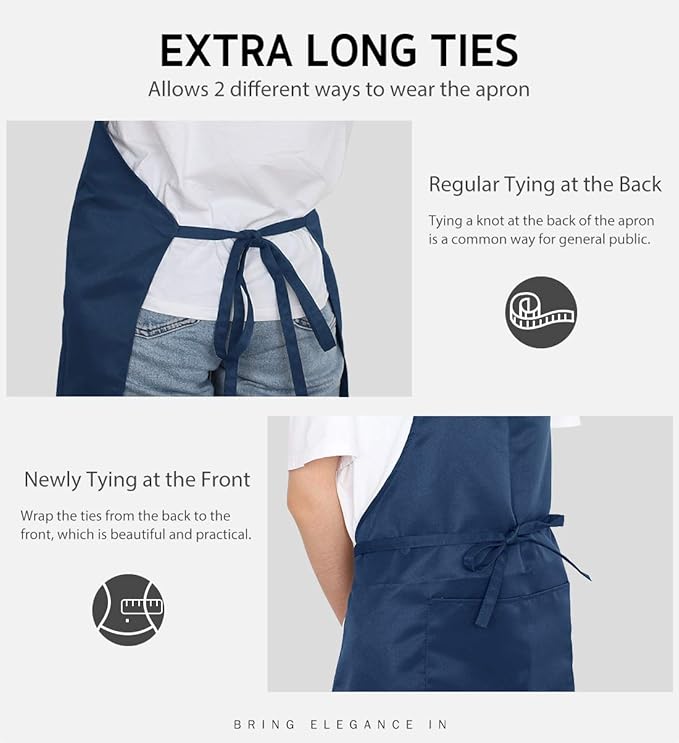 Syntus 4 Pack Adjustable Bib Apron with 2 Pockets Cooking Kitchen Aprons for Women Men Chef