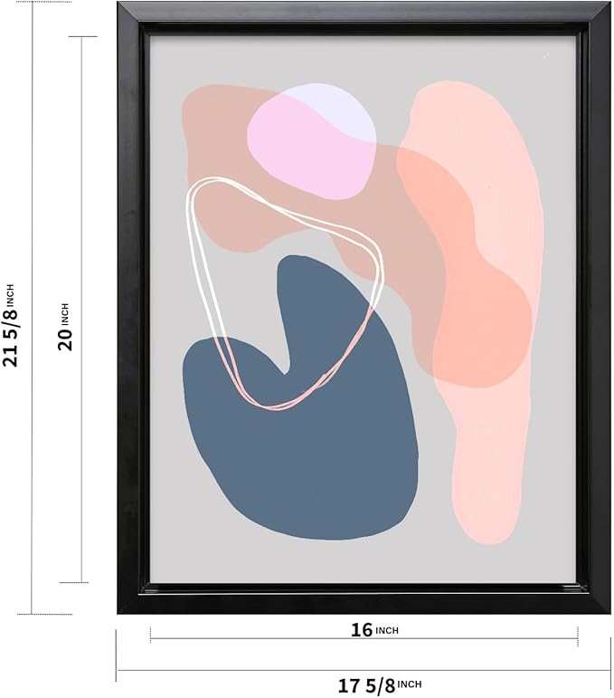 Monem Art Abstract Organic Shapes Print - Minimal Scandinavian Line Art Poster - Wall Decor for Living Room, Bedroom or Office - 16x20 Black Framed CANVAS Wall Art by Mareike Bohmer