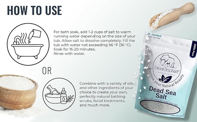 Natural Elephant Dead Sea Bath Salt | 19 Pounds Bulk Bag | 100% Natural and Pure | Coarse Grain | Ideal for Baths and Soaks