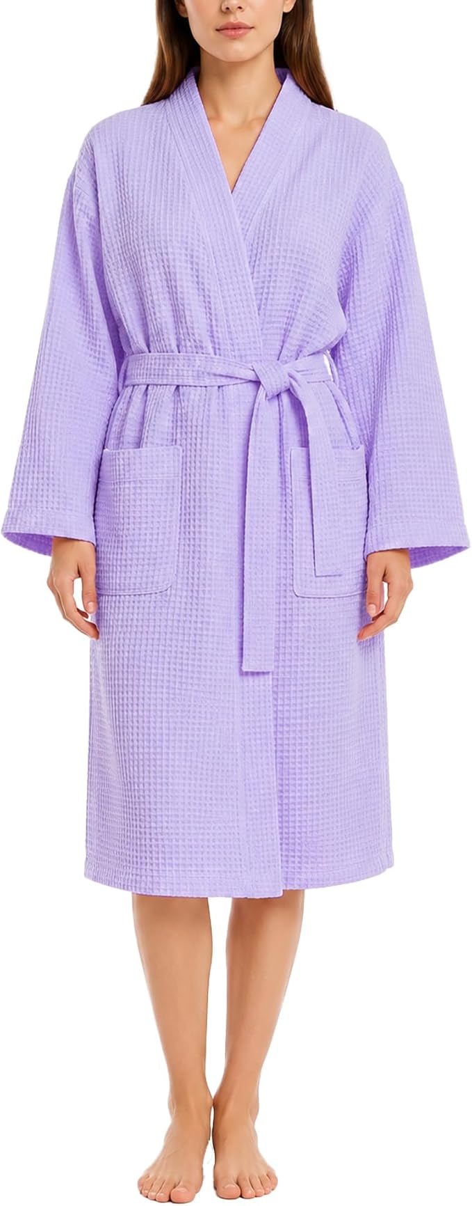 Lightweight Waffle Robe - Soft Cotton Bathrobe Spa Bathrobe for Daily Wear Home & Hotel