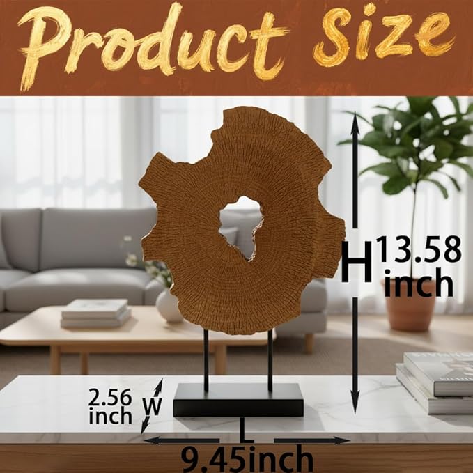 Modern Abstract Decorative Sculpture, Dining Living Room Desk Decor,Geometric Home Decor Statues,Shelf Top Decor Aesthetics, Wood Grain