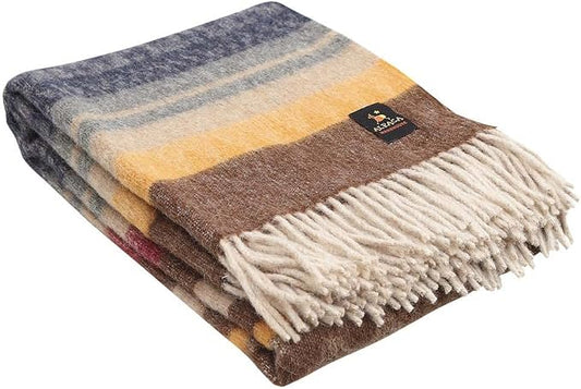 Alpaca Wool Blanket Throw Cherokee Design for Bed Couch Sofa Soft Warm Peruvian Alpaca Wool Blankets 72" x 60" (Brown/Gold/Beige/Gray/Blue/Red)