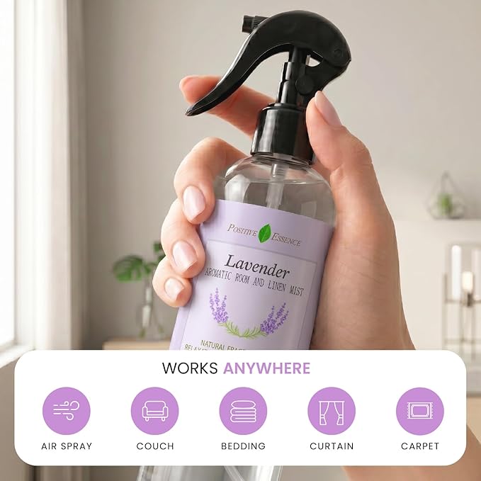 Lavender Pillow Spray – Natural Linen Mist with Pure Lavender Essential Oil, Calming Home Fragrance, Sleep Spray, Bathroom Freshener and Air Freshener – 8.5 fl oz