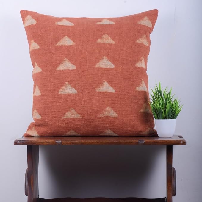 Trade Star Farmhouse Designer Cushion Cover 100% Cotton Pillow Cover for Home Decor Handloomed Pillow Case Throw Cushion Cover Decorative Indian Modern Luxury (Rust MAPPLE 18X18 INCHES)