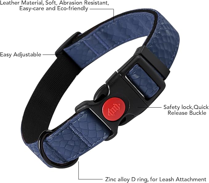 Soft Leather 4ft Dog Collar and Leash Set,Stylish 4ft PU Leather Dog Training Leash, Adjustable Durable Pet Collars with Quick Release Buckle for Large Dogs,Medium Dogs,Terracotta (Blue, 4 feet)
