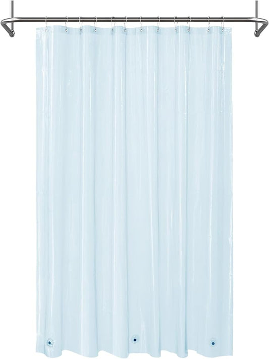 Mrs Awesome Clear Blue Shower Curtain Liner with 3 Magnets, 72x72 Premium Flexible Sturdy Plastic Shower Curtain for Bathroom Lightweight & Waterproof, Clear Blue
