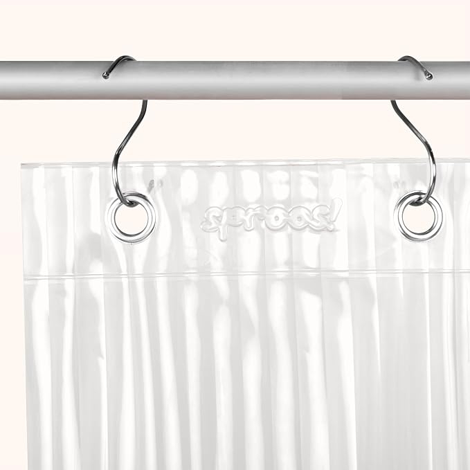 Sproos! - Fluted Shower Liner Clear 72" x 72" - Prevent Water Splashes - Modern Stylish Design - Eco-Friendly Material - Easy Maintenance Durable Long-Lasting