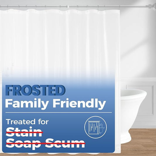 downluxe Shower Curtain Liner, PEVA Plastic Shower Liner with 3 Magnets, 72" x 72" Waterproof Bathroom Curtain, Frosted, 3 Pack