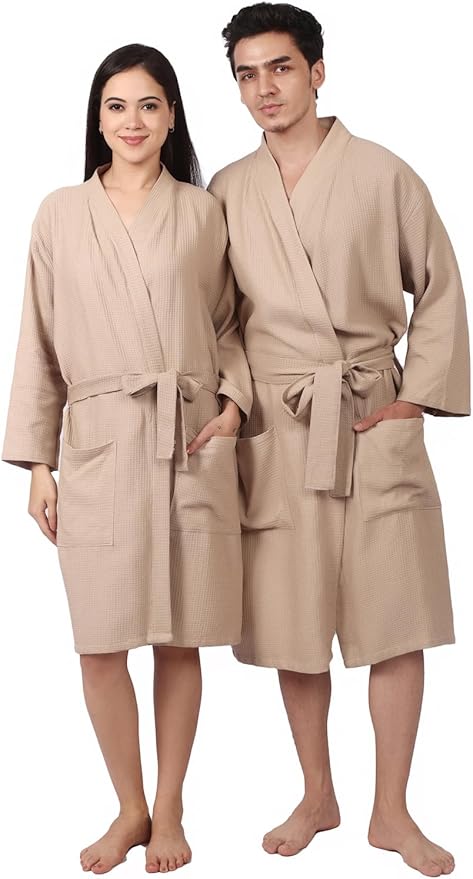 Women's Waffle Bathrobe – 100% Cotton, Lightweight & Absorbent, Spa Robe, Hotel & Lounge Robe