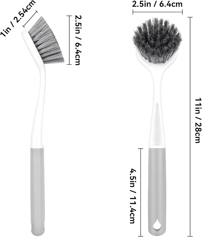 2 Pack Kitchen Scrub Brushes for Cleaning Dish Brush with Handle for Pans, Pots, Kitchen Sink Cleaning Scrub Brushes (PP Plastic)
