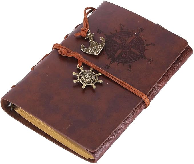 EvZ 7-Inch Refillable A6 Binder Notebook - Premium Vegan Leather Personal Planner, Eco-Friendly Journal with 6-Ring Loose-Leaf System for Writing, Business, and Creative Sketches, Retro Coffee