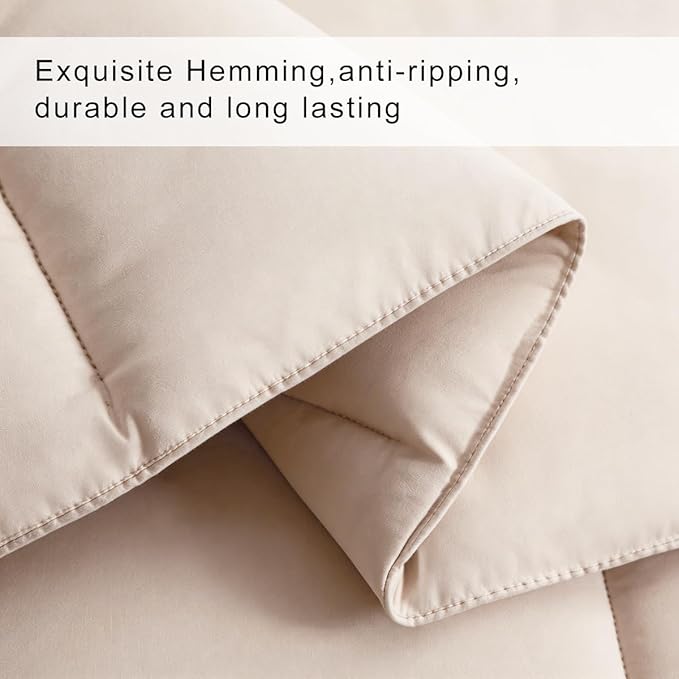 COHOME Premium California King Size Comforter, All-Season Quilted Down Alternative Duvet Insert, Luxury Hotel GentleSoft Comforter with Anti-Clump Tech & 8 Tabs - Reversible - Beige 96x104 inches