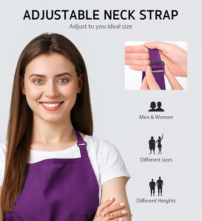 Syntus Apron for Men Women, Adjustable Cooking Kitchen Chef Aprons with 2 Pockets