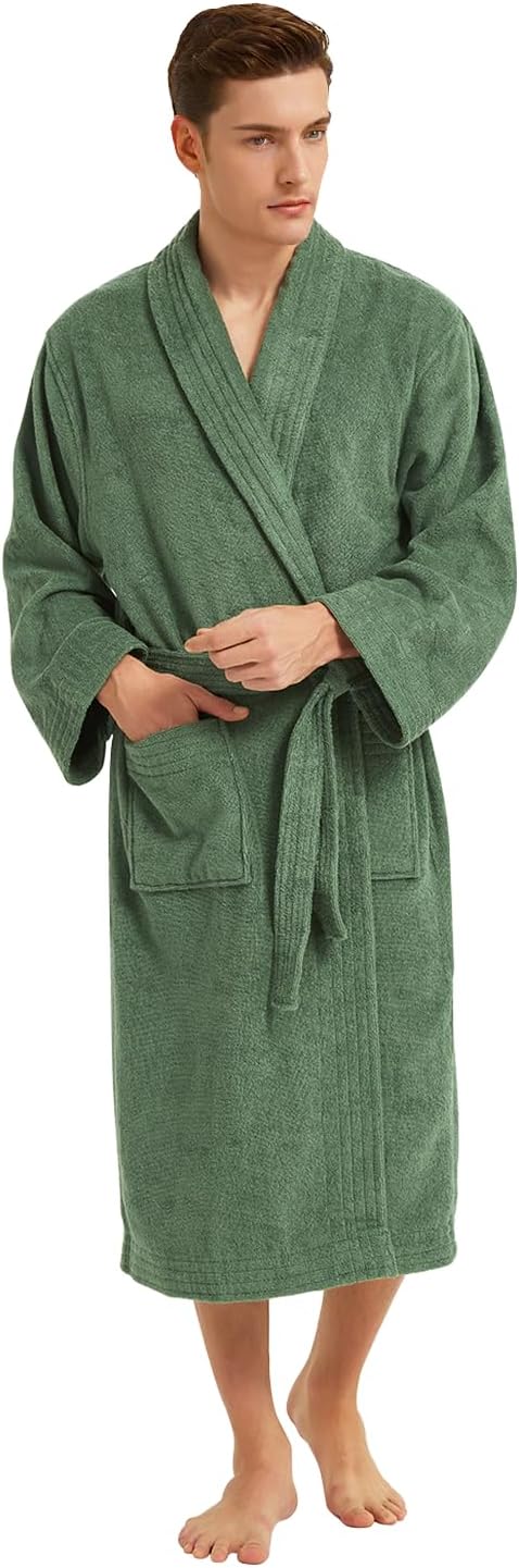 ZABER Bathrobe Mens,Pure Cotton Robe for Men,Thick Terry Cloth Bathrobe,Luxury Long Combed Men's Cotton Robe