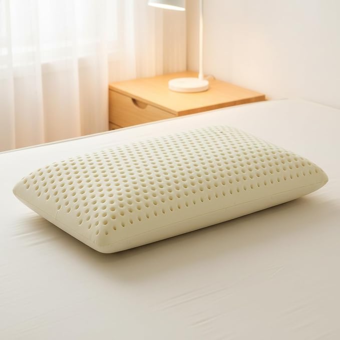 Talatex Latex Pillow, 100% Natural Premium Latex Firm Pillow Medium Low Pofile Helps Relieve Pressure, Neck and Shoulder Pain (Queen, Firm Natural Latex)