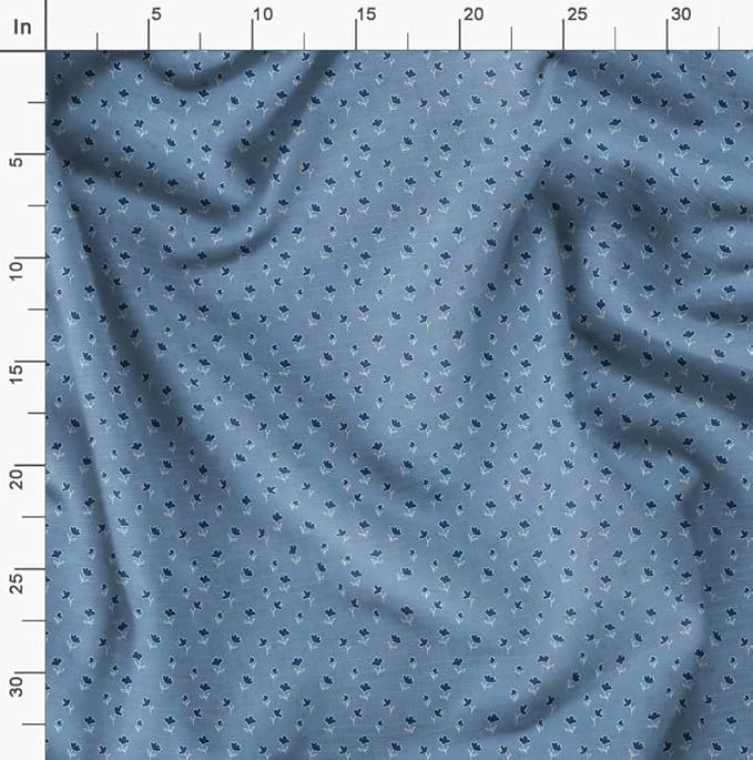 Soimoi Floral Print - Blue, Canvas Fabric Material - 56 Inch Wide, 1 Yard, Unstitched Fabric for Upholstery, Bags, Workwear and Outdoor Gear