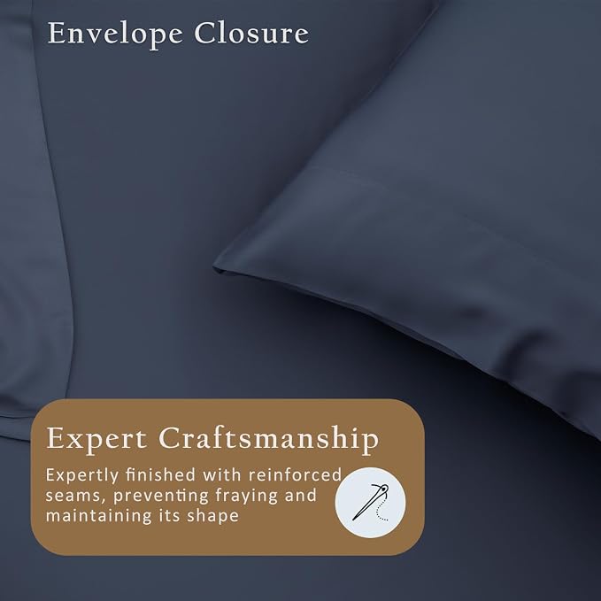 TOSMO Luxury Cooling Pillowcase Set of 2 | FSC® Certified | Viscose from Organically Grown Bamboo | Breathable Silky Soft Pillowcases with Envelope Closure [King / 20x36, Slate]