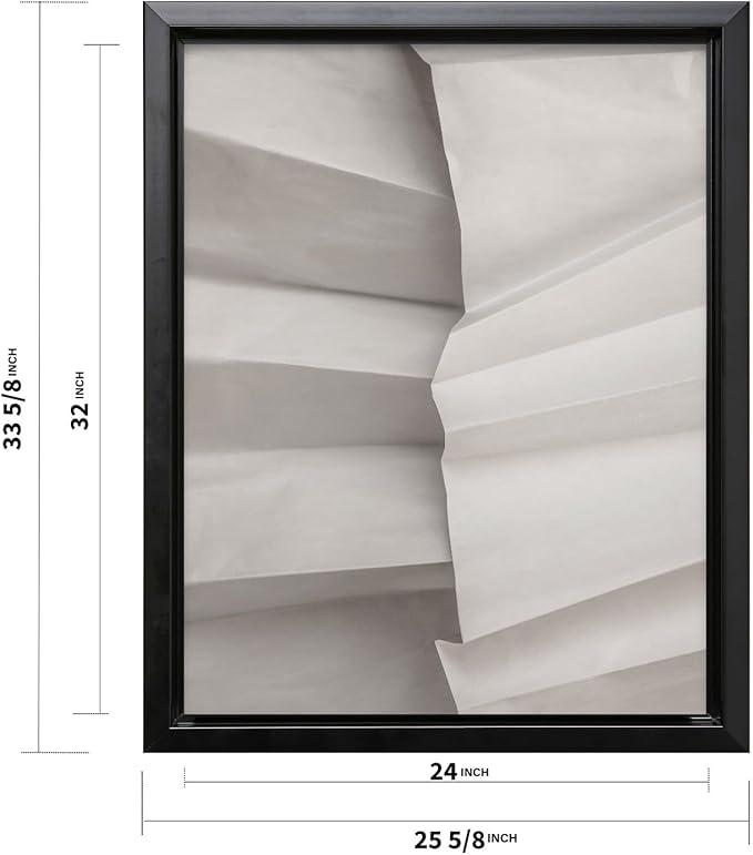 Monem Art Minimalist Folded Paper Texture Print - Neutral Abstract Modern Art Poster - Wall Decor for Living Room, Bedroom or Office - 24x32 Black Framed CANVAS Wall Art by Mareike Bohmer