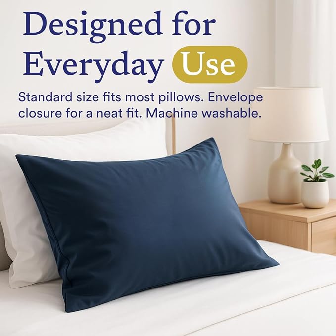 ettitude Pillowcase Set of 2-100% Lyocell from Organic Bamboo - Slip Pillow Cases Standard Size - Cooling & Soft Pillow Covers for Hot Sleepers with Envelope Closure - Bare White - 20x29 Inches | Cooling Sateen Pillowcases with Envelope Closure for Hot...
