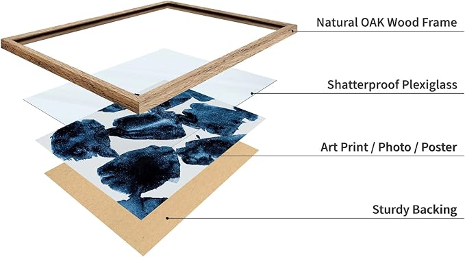 Monem Art Blue Abstract Watercolor Texture Print - Minimalist Modern Art Poster - Wall Decor for Living Room, Bedroom or Office - 12x16 Beige Framed Wall Art by Mareike Bohmer