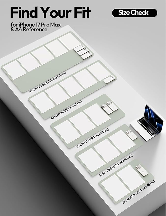YSAGi Leather Desk Protector, Office Mat, Large Mouse Mat, Non-Slip PU Leather Blotter, Laptop Desk Pad, Waterproof Writing Pad for Office and Home (Grayish Green, 47.2" x 23.6")