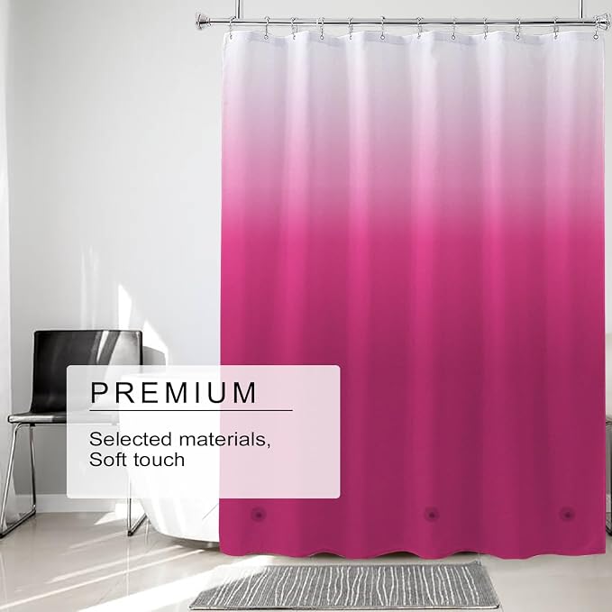 TIKABC Shower Curtain Liner, 4G PEVA Shower Liner, Plastic Waterproof Shower Curtains, with Grommet Holes and 3 Magnetic Weights(Gradient Red)