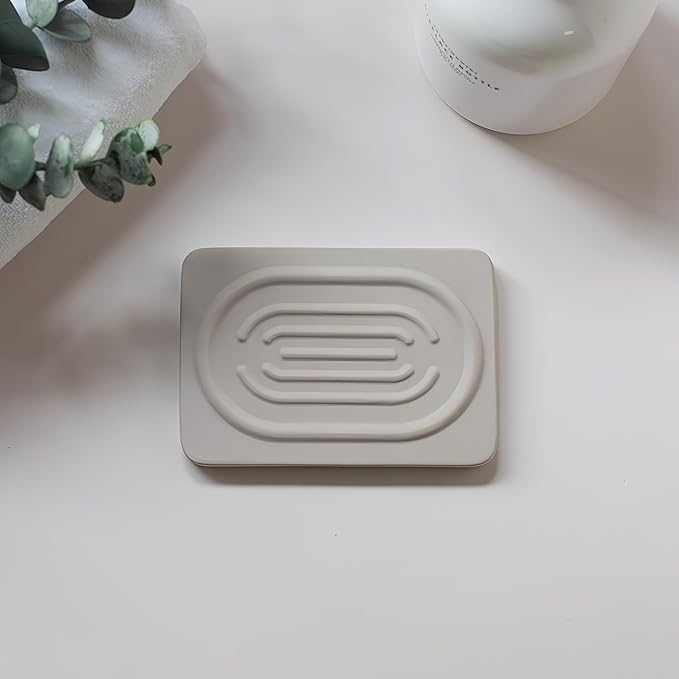 Soap Tray Water Absorbing Diatomite Dish Shampoo Bar Soap Holder Quick Dry Stone Soap Bar Holders Fast Drying Soap Saver Diatomaceous Earth Dishes for Shower Bathroom Bathtub Sink Organizer (Grey)