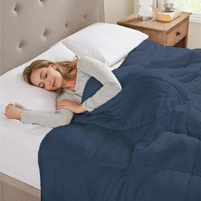 All Season Hypoallergenic Luxurious Down Alternative Cotton Comforter, Ultra-Soft 750 Fill-Power Palatial King Size Measure 98" x 120", Navy Blue