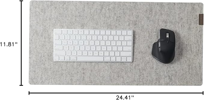 Oakywood Craft 100% Merino Wool Felt & Cork Desk mat – Sustainable, Handmade Wool Felt Desk pad with Cork Base for Comfort and Stability – 100% Merino Wool & Cork – Stone Grey 62x30cm (24.41x11,8 in)