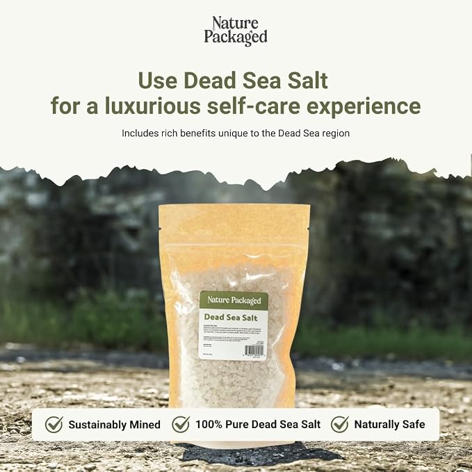 Dead Sea Salt (16oz) - Direct from The Shore of The Dead Sea - Organic Salt for Body Scrubs, Adding to Baths, and Foot Soaking 2 Packs