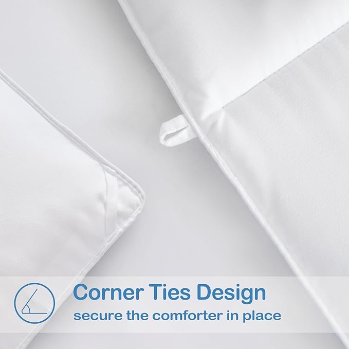 EASELAND Oversized King Down Alternative Comforter - Quilted Duvet Insert for All Seasons, Soft Lightweight with Corner Tabs, Summer Winter Warm Bedding, White 98x116 Inches