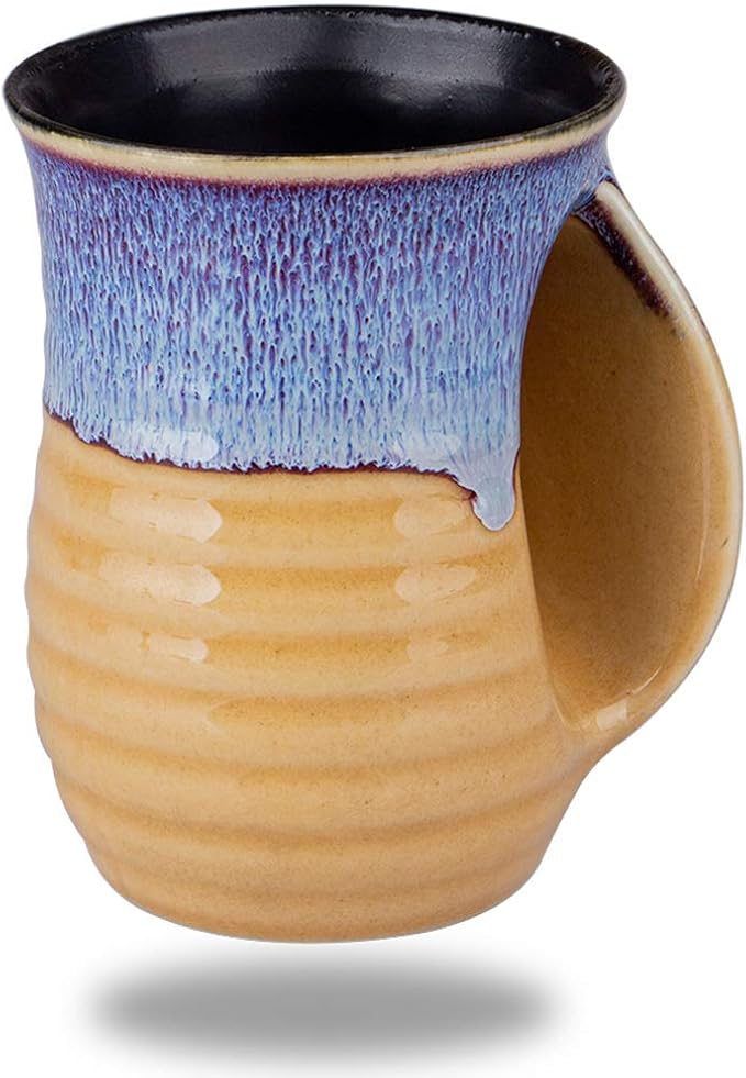 Hand Warmer Mugs Set of 2,16 Ounce Large Hand Warming Mugs Ceramic Gift for Christmas with Contoured Pocket, Keep Your Fingers Warmth