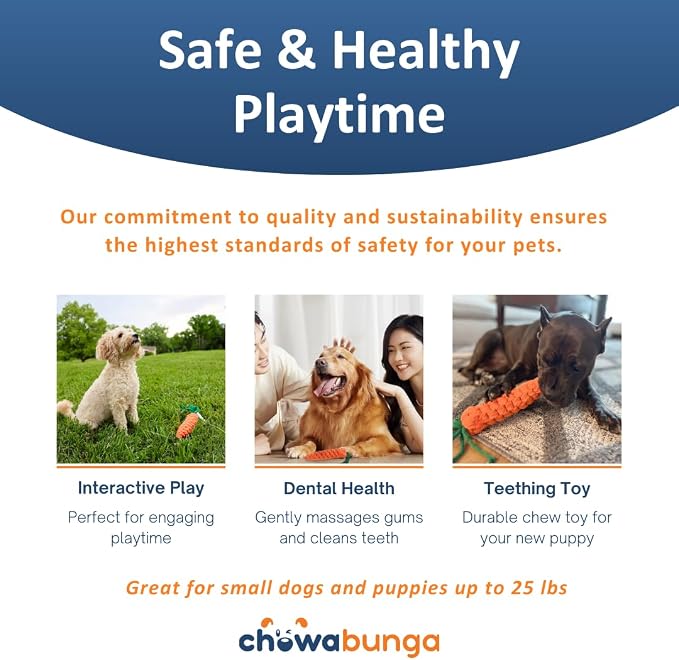 Large Carrot Dog Toy 6.7 Inch Handmade Eco Cotton Rope Dog Toy Carrot Chew Toy for Dogs - Made with Natural, Non-Toxic Dyes - Carrot Toy is Great for Puppy Teething Toys and Cats (Orange)