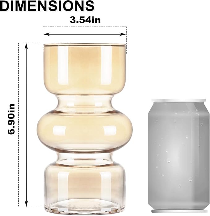 VanEnjoy Amber Glass Hydroponic Vase, Colored Glass vase Flower, Three-Layer 7 inch Cylinder vase for Home Décor, Modern Glass Vase for Home, Office, Wedding