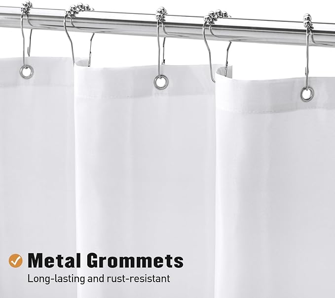 MitoVilla 2 Pack White Fabric Shower Curtain Liner - 72" W x 72" H, Simple Shower Curtain or Liner for Modern Neutral Hotel Bathroom Decor, Waterproof Cloth & Hotel Quality