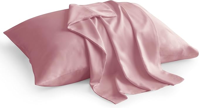 BEDELITE Pillow Cases Queen Size Set of 2, Rayon Derived from Bamboo, Cooling Pillow Cases for Hot Sleepers & Night Sweats, Breathable and Silky Soft Envelope Pillowcases(Rose Pink, 20"x30")