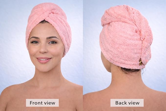 KELVO Microfiber Hair Towel Wrap for Women-Pack of 3, 350 GSM Super Absorbent Quick Dry Hair Turban Anti-Frizz Head Wrap for Curly, Long & Thick Hair Soft Hair Drying Towel (Checkered, Mixed Color)
