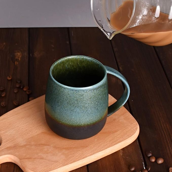 Bosmarlin Matte Ceramic Coffee Mug, Tea Cup for Office and Home, 13 oz, Dishwasher and Microwave Safe, 1 Pack (Forest night)