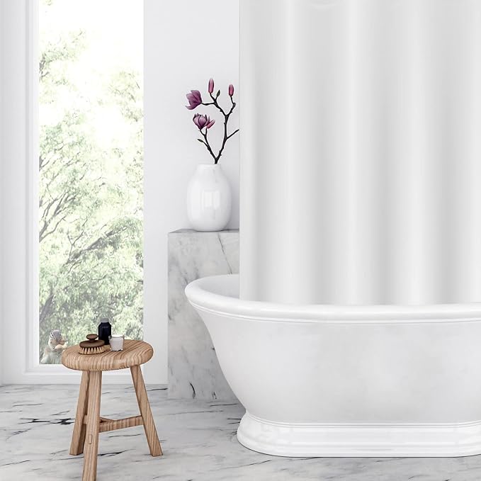 Shower Curtain Liner - Heavy Duty 6 Guage PEVA - Built in 3 Weighted Magnets - 12 Aluminium Grommets (2, White, 72" x 72")