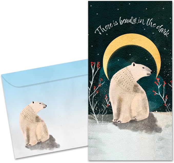 Tree-Free Greetings - Solstice Money Holder Card - Artful Designs - 1 Money Holder Greeting Card + Matching Envelope - Made in USA - 100% Recycled Paper - 3.7 x 7 - Peace and Quiet (ZO70078)