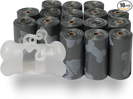 Best Pet Supplies Dog Poop Bags for Waste Refuse Cleanup, Doggy Roll Replacements for Outdoor Puppy Walking and Travel, Leak Proof and Tear Resistant, Thick Plastic - Gray, 240 Bags