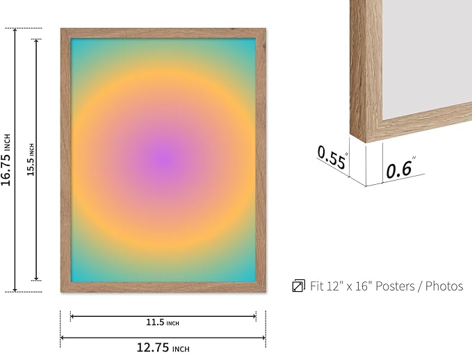 Monem Art Radiant Gradient Glow Print - Modern Abstract Color Field Poster - Wall Decor for Living Room, Bedroom or Office - 12x16 Beige Framed Wall Art by Rs Lab Studio