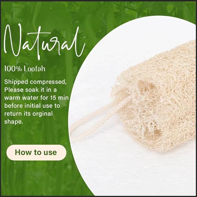 Natural Loofah Kitchen Sponge for Dishwashing 6 Inch 100% Plant Fibers Vegetable Fruit Scrubber Loofa,Natural Loofah Sponge Exfoliating Body Scrubber