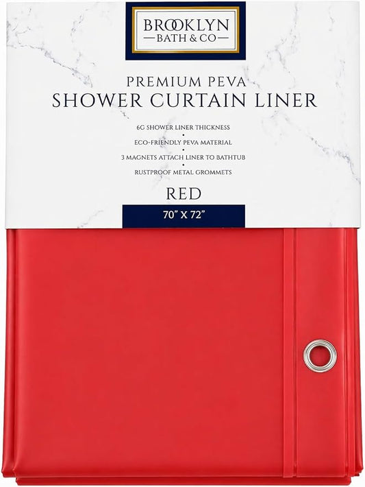 Home Expressions 6 Gauge PEVA Liner Magnetic Shower Curtain Liner 70"x72" (Red)