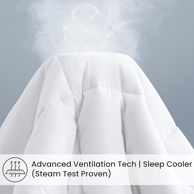 COHOME Quilted Twin/Twin XL Comforter - All-Season Down Alternative Duvet Insert - Luxury Hotel Cooling Pure White Comforter with Anti-Clump Tech & 8 Tabs - Reversible （64"x88"）