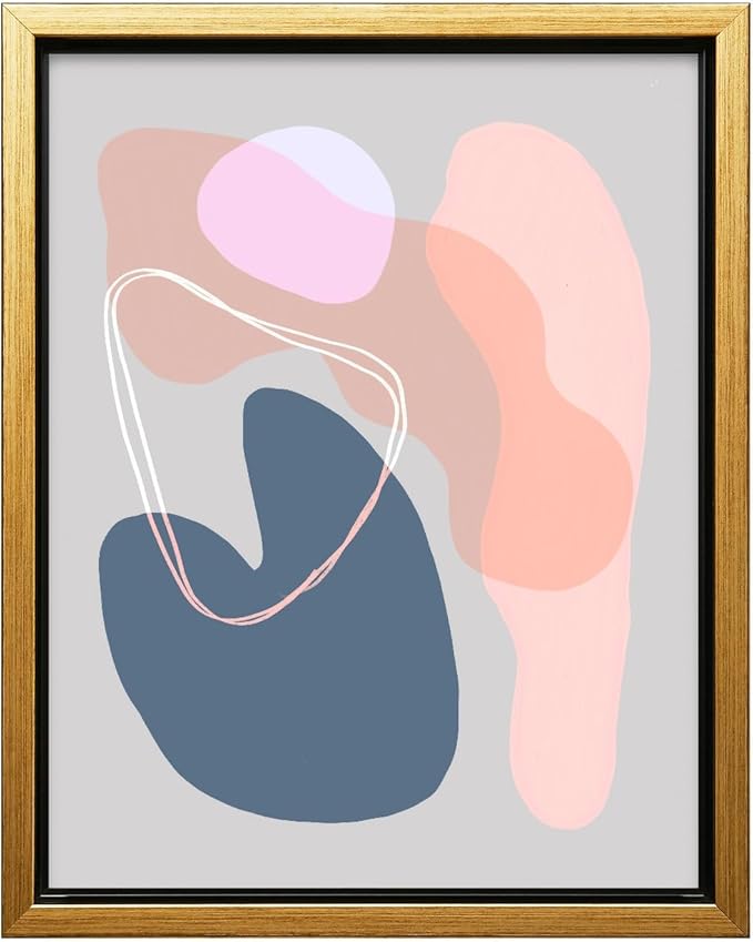 Monem Art Abstract Organic Shapes Print - Minimal Scandinavian Line Art Poster - Wall Decor for Living Room, Bedroom or Office - 12x16 Gold Framed CANVAS Wall Art by Mareike Bohmer