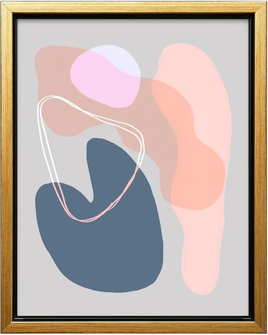 Monem Art Abstract Organic Shapes Print - Minimal Scandinavian Line Art Poster - Wall Decor for Living Room, Bedroom or Office - 12x16 Gold Framed CANVAS Wall Art by Mareike Bohmer
