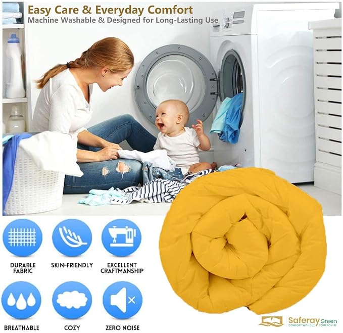 All-Season Luxury - Hotel Collection - Pintuck Style 100% Organic Cotton Super King Plus 120x120 Inches 3-Piece Pinch Pleat Comforter with 4 Corner Tabs, 500 GSM - Machine Washable, Gold
