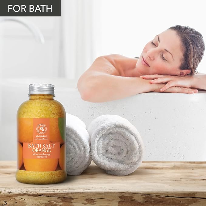 Orange Bath Salts w/Natural Orange Essential Oil 21.16 Oz - Good for Beauty - Bathing - Body Care - Wellness - Spa - Bath